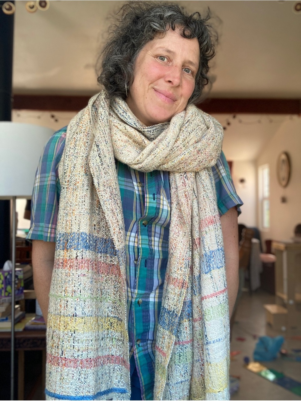OOAK Speckled Natty Supima & Tussah Silk Handwoven Shawl